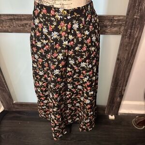 Floral Black Midi Skirt